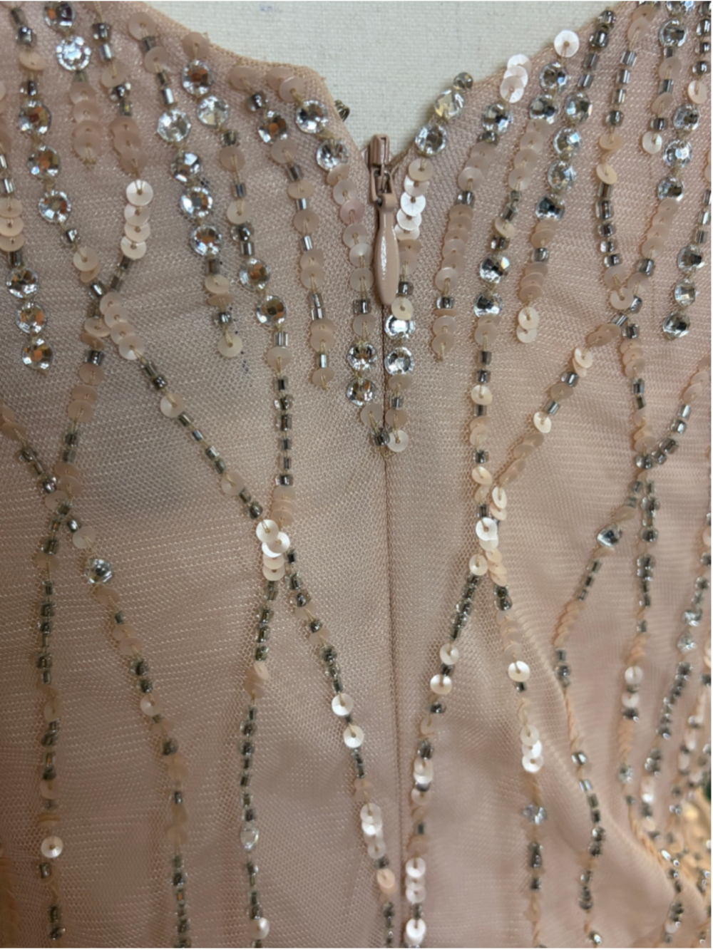 Adrianna Papell Blush Pink Silver Sequin Beaded Evening Gown Dress Size 0 - Picture 8 of 10